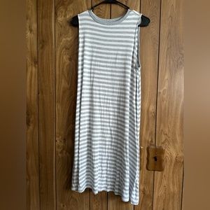 Large Time and True Gray and white striped Tank dress